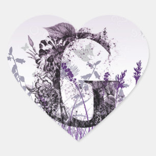 Paarse Meadows en bloemalfabet - Letter G Girl Hart Sticker