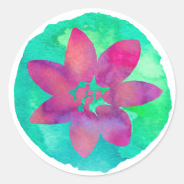 Paarse Meerkleurige Tropische Bloem Ronde Sticker