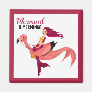 Paarse Meermin & Leuke Roze Flamingo BFF Mermingo Magneet