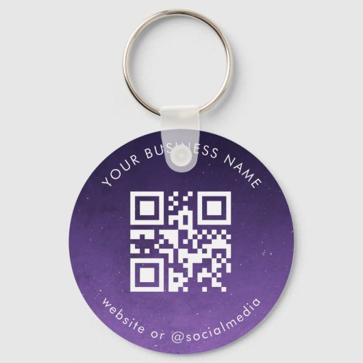 Paarse melkweg Je aangepaste zakelijke Qr-codescan Sleutelhanger (Voorkant)