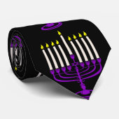 paarse menorah hanukkah stropdas (Opgerold)
