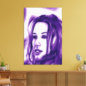 Paarse Mensenvrouw Portret Originele Kunst Canvas Afdruk (Insitu (Woonkamer))