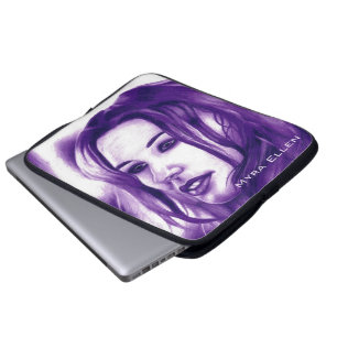 Paarse Mensenvrouw Portret Originele Kunst Laptop Sleeve
