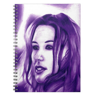 Paarse Mensenvrouw Portret Originele Kunst Notitieboek