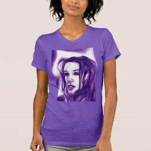 Paarse Mensenvrouw Portret Originele Kunst T-shirt