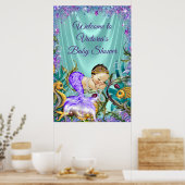 Paarse Mermaid Baby shower Welkomstteken Poster (Keuken)