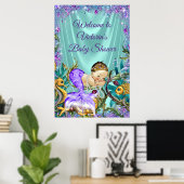 Paarse Mermaid Baby shower Welkomstteken Poster (Thuiskantoor)