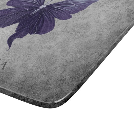 Paarse met juwelen versierde vlinder snijplank (Hoek)