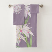 Paarse met Pastel Roze Orchideeën Bloemen Bad Handdoek (Insitu)