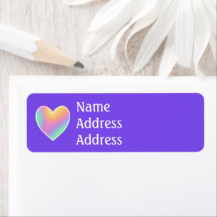 Paarse met Rainbow Heart Return Adreslabels Etiket
