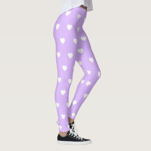 Paarse met witte harten Leggings
