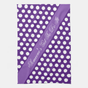 Paarse met witte polka-stippen theedoek