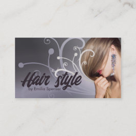 Paarse Metal Curves Kapsel Stylist Kaart Visitekaartje