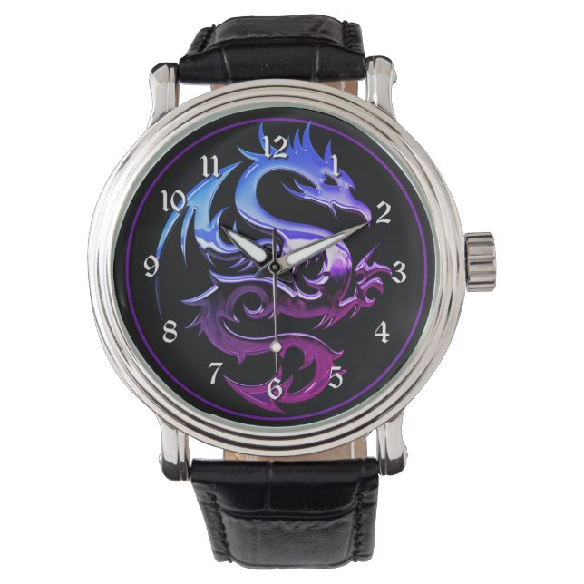 Paarse metalen draak horloge (Voorkant)