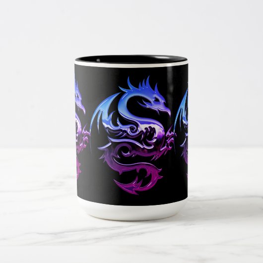 Paarse metalen dragon tweetone koffie Mok (Center)