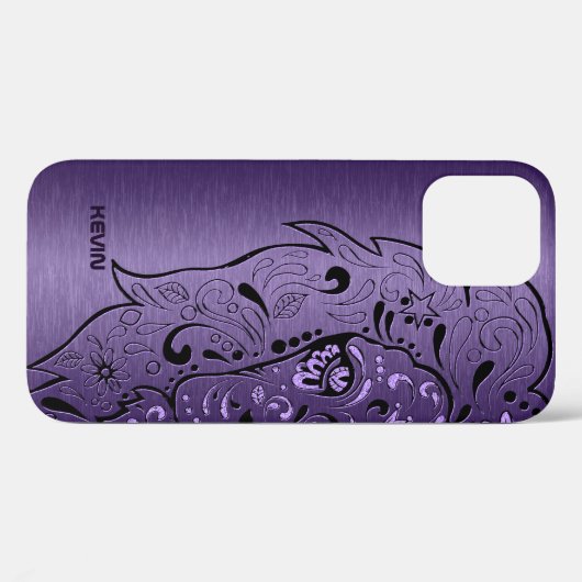 Paarse metalen textuur & luikkop Suiker schedel Case-Mate iPhone Case (Achterkant (horizontaal))