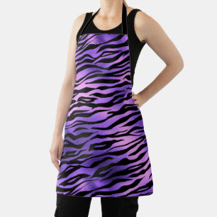 Paarse Metallic Fun Strepen Bont Tijger Schort