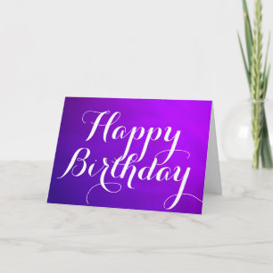 Paarse Metallic Happy Birthday Kaart met Boodschap