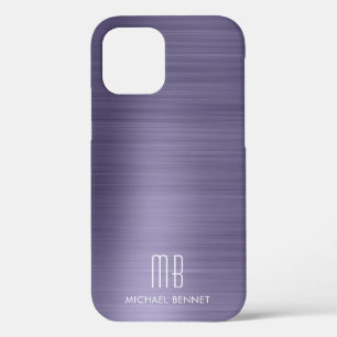 Paarse Metallic Monogram Hoesje-Mate iPhone Case