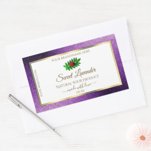 Paarse metallische faux Glitter White Product Labe Rechthoekige Sticker