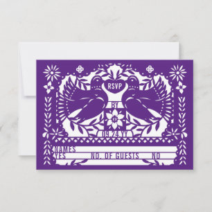 Paarse Mexicaanse Fantail Doves Papel Picado RSVP Kaartje