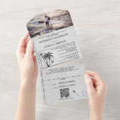 Paarse Mexicaanse paspoortbruiloft All In One Uitnodiging (Afscheurbaar)