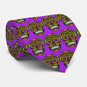 Paarse Mexicaanse suikerschedel dag van de doden Stropdas
