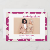  paarse Mid Century moderne foto Aankondiging (Voorkant)