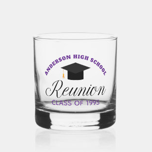 Paarse middelbare school reünie partij aangepaste whisky glas