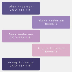 Paarse middeldiwaterbestendige kleefetiketten van  labels