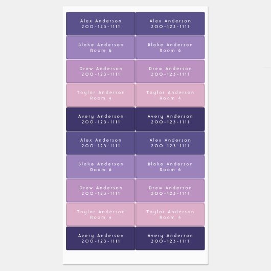 Paarse middeldiwaterbestendige kleefetiketten van  labels (Vel)