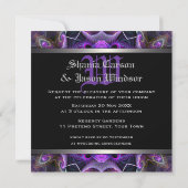 Paarse middeleeuwse gotische bruiloft kaart (Achterkant)