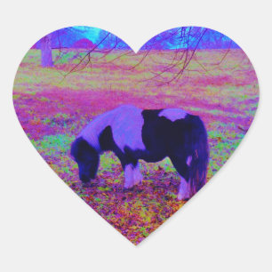 Paarse miniatuur paard hart sticker
