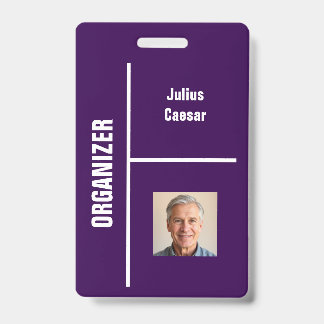 Paarse Minimaal Organizer Event ID Badge