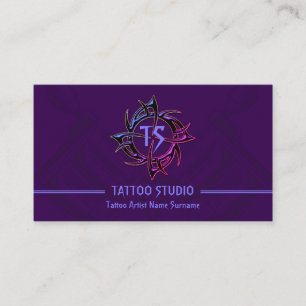 Paarse  Minimal Modern Tattoo Studio Visitekaartje
