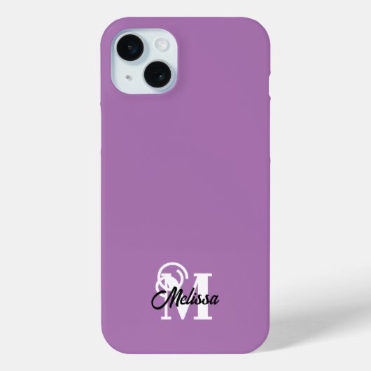 Paarse minimalistisch monogram Case-Mate iPhone case (Achterkant)