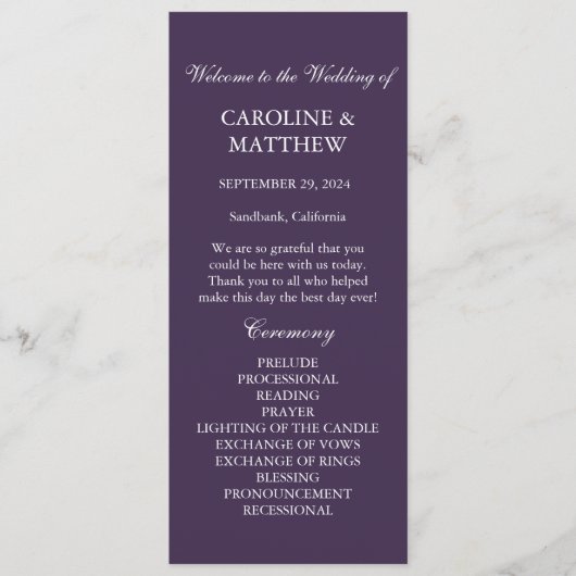 Paarse minimalistische eenvoudige moderne elegante programma (Voorkant)