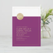 Paarse minimalistische moderne huwelijksuitnodigin kaart (Staand voorkant)