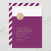 Paarse minimalistische moderne huwelijksuitnodigin kaart (Voorkant / Achterkant)