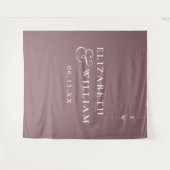 Paarse Minimalistische Monogram Trouwfoto Achtergr Wandkleed (Voorkant (horizontaal))