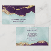 *~* Paarse Mint Blue Agate Geode Gold Glitter Visitekaartje (Voorkant / Achterkant)