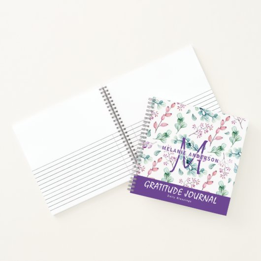 Paarse Mint Flowers Gratitude Blessing Journal Notitieboek (Binnen)