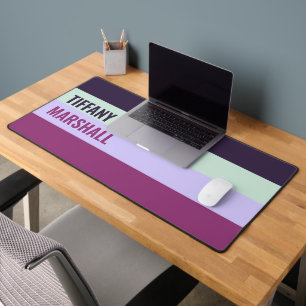 Paarse, Mint Green & Magenta Stripes Patroon Bureaumat