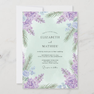 Paarse Mint Wisteria Bruiloft Kaart