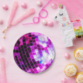 Paarse Mirror Disco Ball Papieren Bordje (Feest)