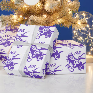 Paarse Mister Pro Triceratops Bekwame Oude Cadeaupapier