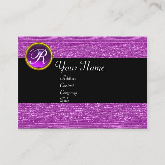 PAARSE MODE BEADT AMETHYST GEM MONOGRAM VISITEKAARTJE (Voorkant)