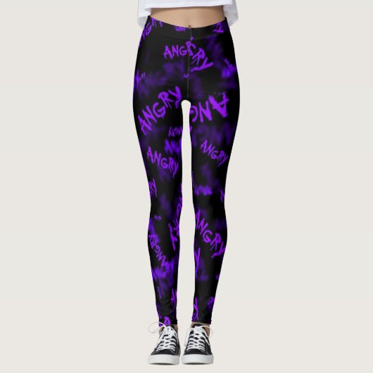 Paarse Mode Meisjessport Leggings (Voorkant)