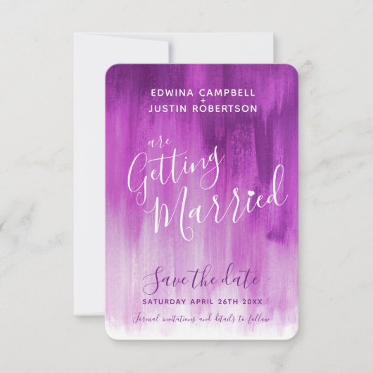 Paarse modekunst met de moderne kunst , met de dat save the date (Voorkant)