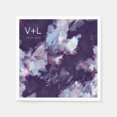 Paarse moderne borstelslag bruiloft servet (Voorkant)